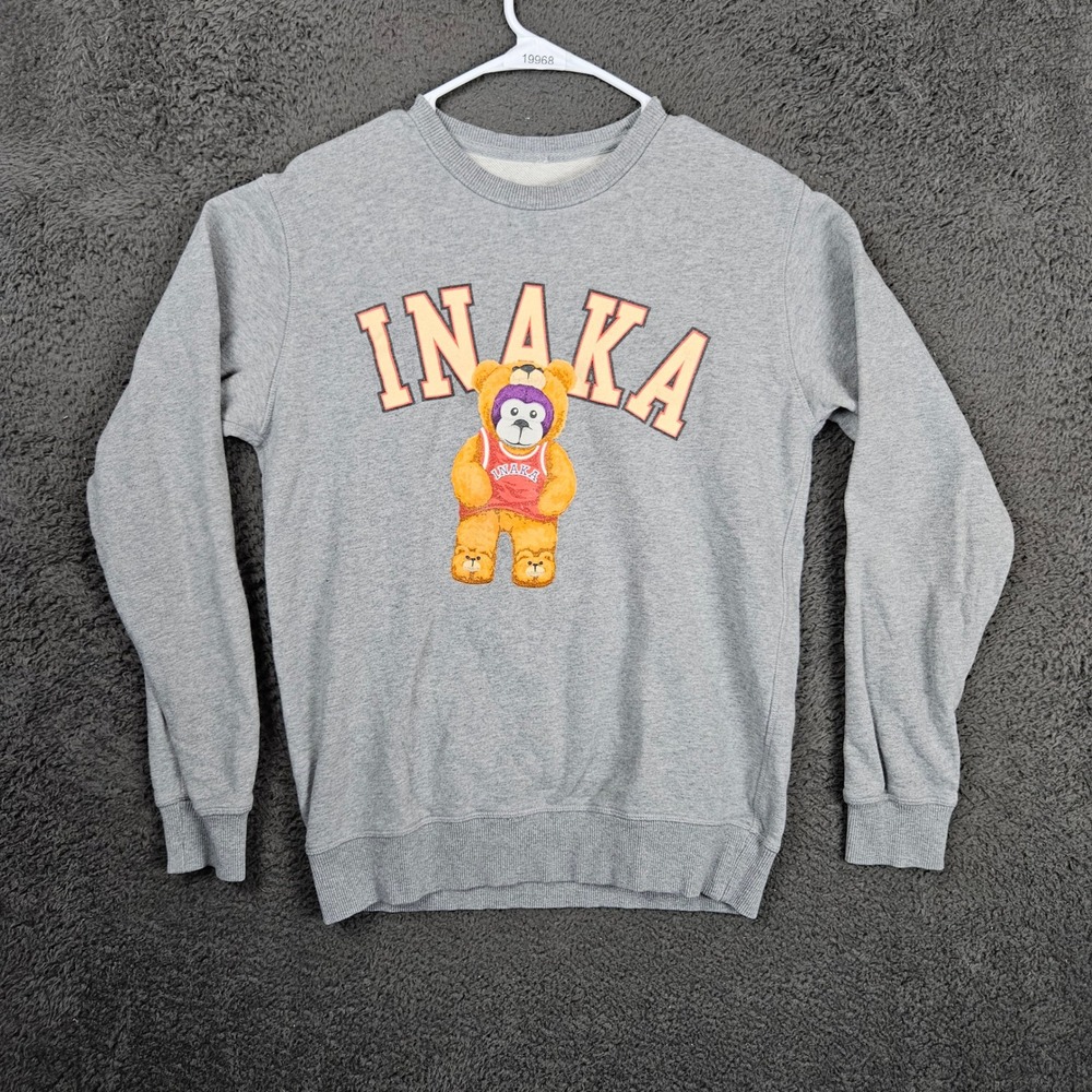Inaka Power Mens Graphic Bear Basketball Crewneck Sweatshirt Heather Gray Medium